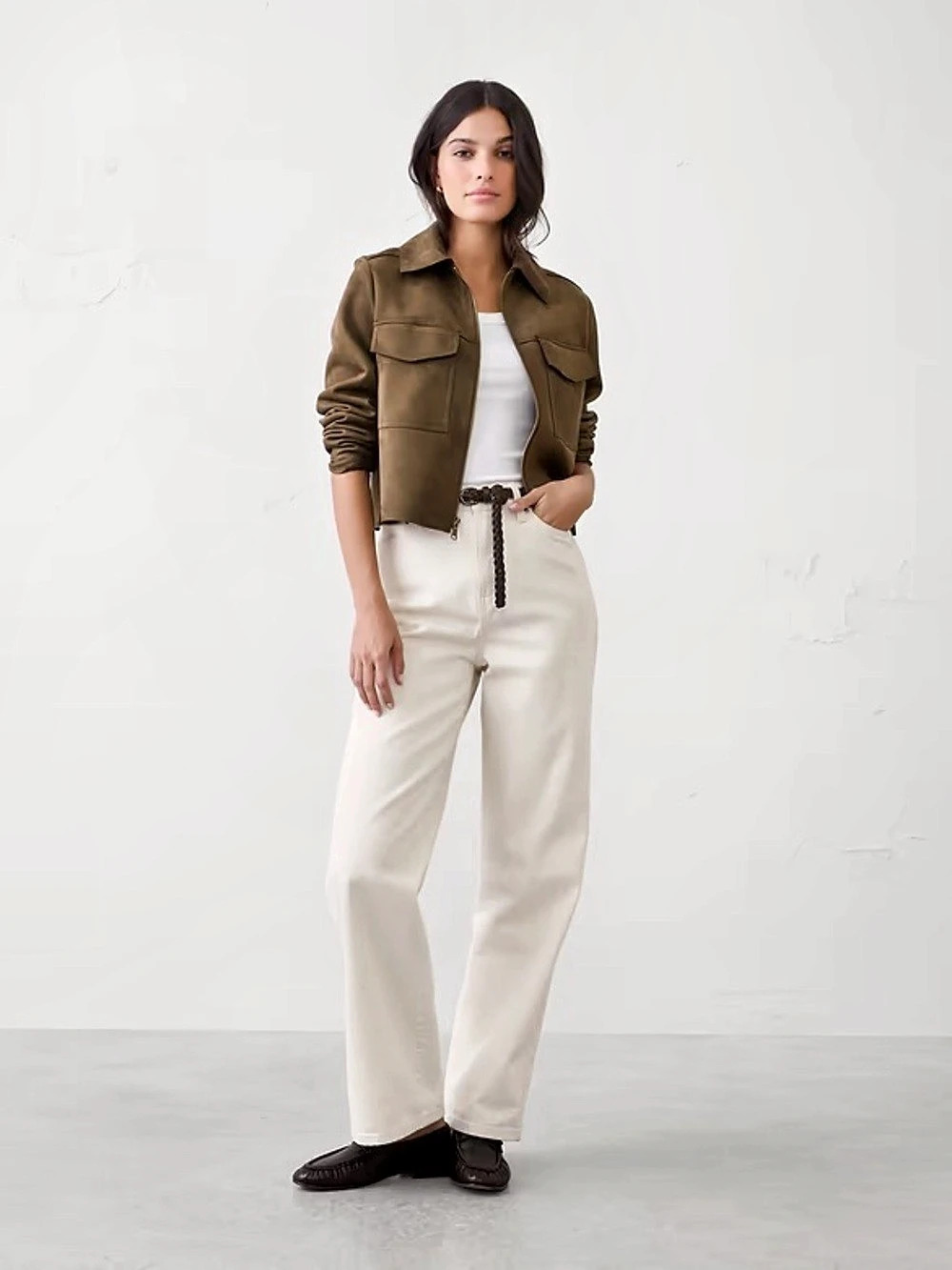 Banana Republic Cropped Utility Jacket in Brown XS NWT